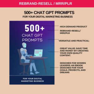 500+ AI Prompts & Course Generator Canva Template | PLR Rights Included