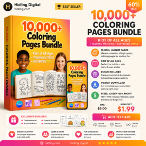 10,000+ Kids Coloring Pages Bundle | Printable Activity Sheets with PLR & MRR Rights + 620+ Bonus Busy Book Pages