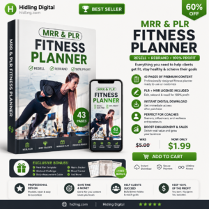Ultimate Fitness Planner Bundle (PLR & MRR) | Editable Canva Fitness, Workout & Meal Planner for Resale