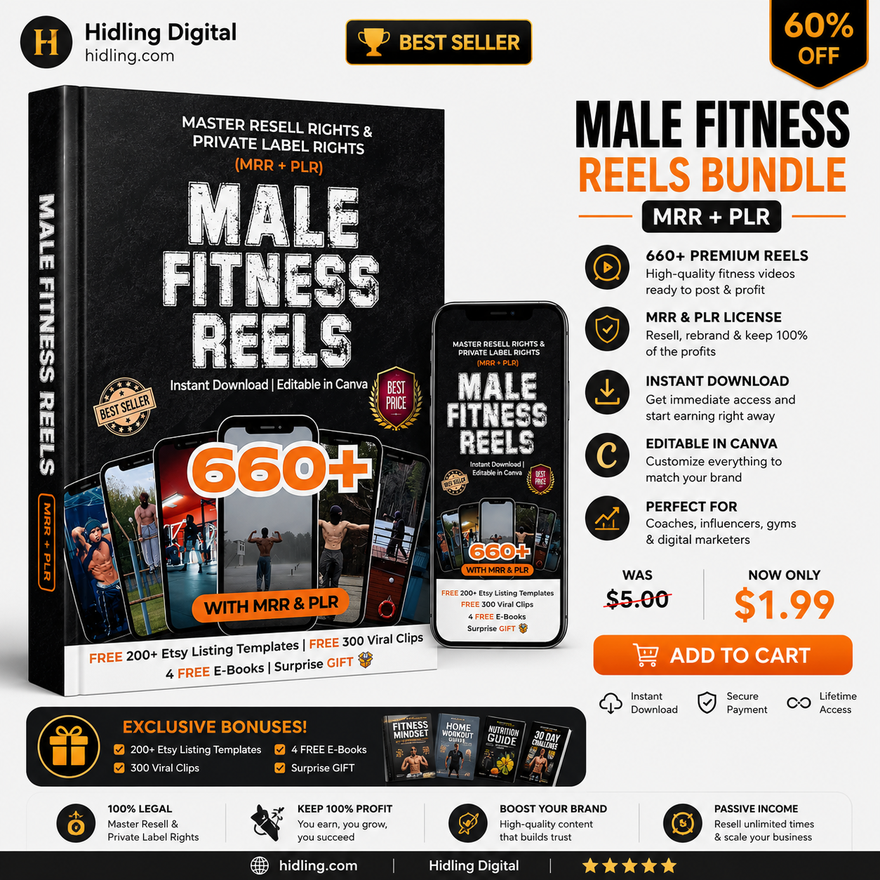 660+ Male Fitness Reels Bundle (MRR) | Viral Gym & Workout Videos for TikTok, Instagram Reels & YouTube Shorts
