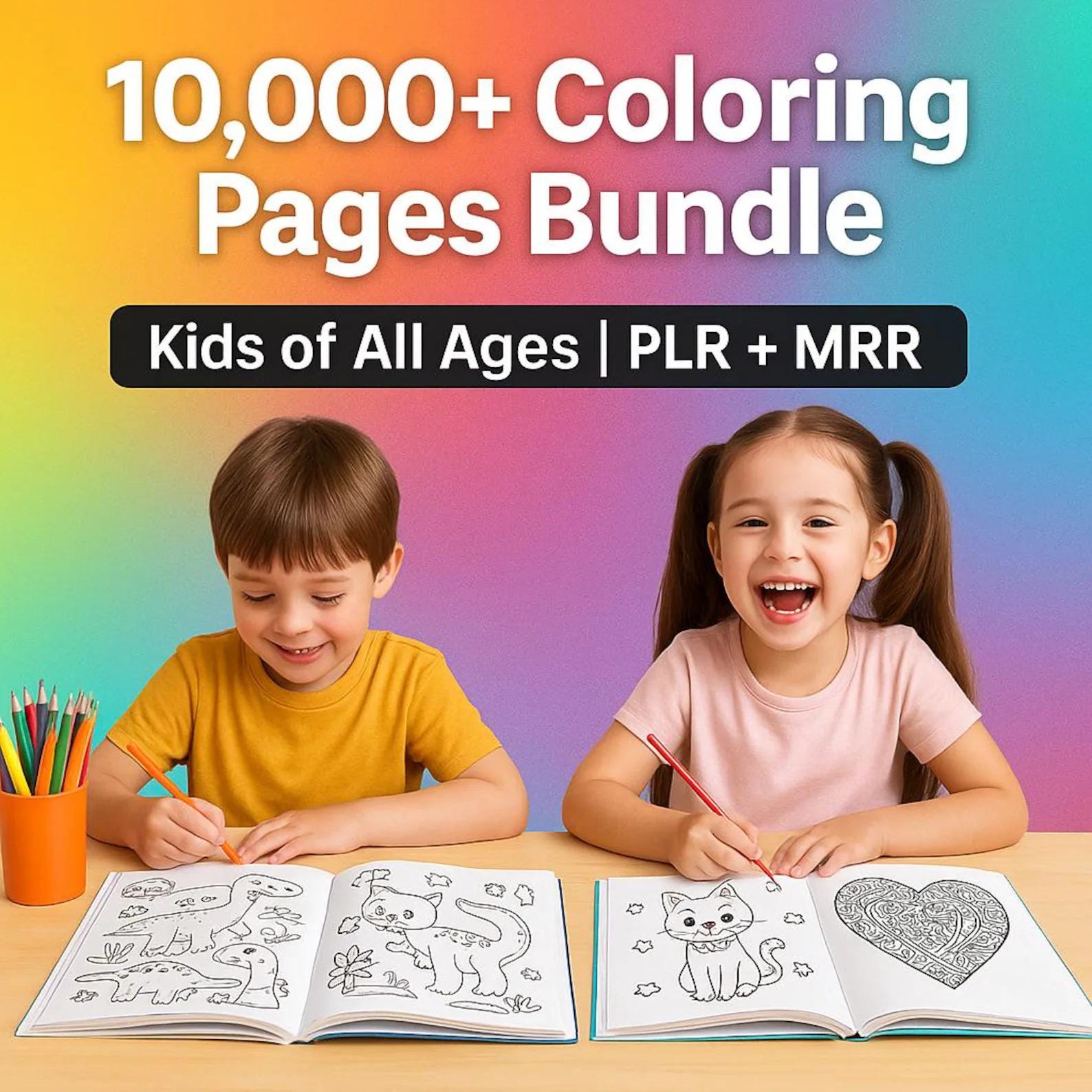 10,000+ Kids Coloring Pages Bundle | Printable Activity Sheets with PLR & MRR Rights + 620+ Bonus Busy Book Pages - Image 5