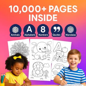 10,000+ Kids Coloring Pages Bundle | Printable Activity Sheets with PLR & MRR Rights + 620+ Bonus Busy Book Pages