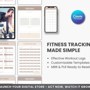 Ultimate Fitness Planner Bundle (PLR & MRR) | Editable Canva Fitness, Workout & Meal Planner for Resale